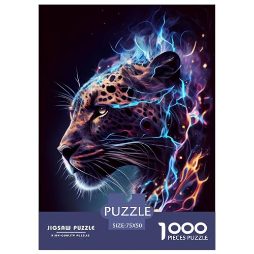 Leuchtendes Leoparden-Puzzle, 1000 Teile, Puzzle für Erwachsene, Puzzles aus Holz, nachhaltiges Puzzle für Erwachsene | Spiele 1000 Teile (75 x 50 cm) von XJmoney