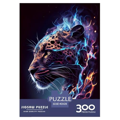 Leuchtendes Leoparden-Puzzle, 300 Teile, Puzzle für Erwachsene, Puzzles aus Holz, nachhaltiges Puzzle für Erwachsene | Spiele 300 Teile (40 x 28 cm) von XJmoney