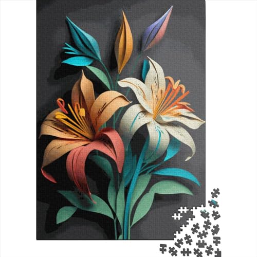 Lilienblumen-Puzzle, 500 Teile, Puzzle für Erwachsene, für Kinder, Lernspiel, Herausforderungsspielzeug, 500 Teile (52 x 38 cm), Gelegenheitspuzzlespiele, Raumdekoration von XJmoney