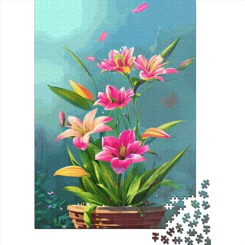 Lilienblumen-Puzzle für Kinder und Jugendliche, 1000 Teile, Holzpuzzle für Kinder und Jugendliche, Lernspiele für zu Hause, DIY-Spielzeug, 1000 Teile (75 x 50 cm) von XJmoney