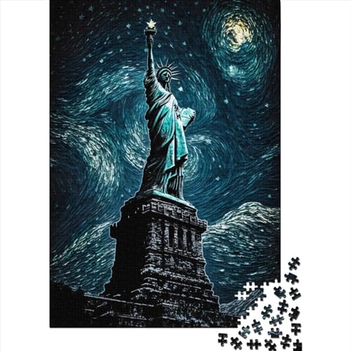 Malpuzzle mit Freiheitsstatue für Kinder ab 18 Jahren, Lernspiele, Puzzle aus 100 % recyceltem Karton, Geschenk zum Kindergeburtstag, 38 x 26 cm, 1000 Stück von XJmoney