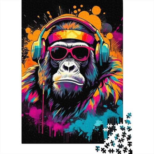 Monkey Dj Music 500-teiliges Puzzle | Puzzle | Nachhaltiges Puzzle für Erwachsene | Hochwertiges Puzzle aus 100% Holz | Lustige Spiele 500 Teile (52 x 38 cm) von XJmoney