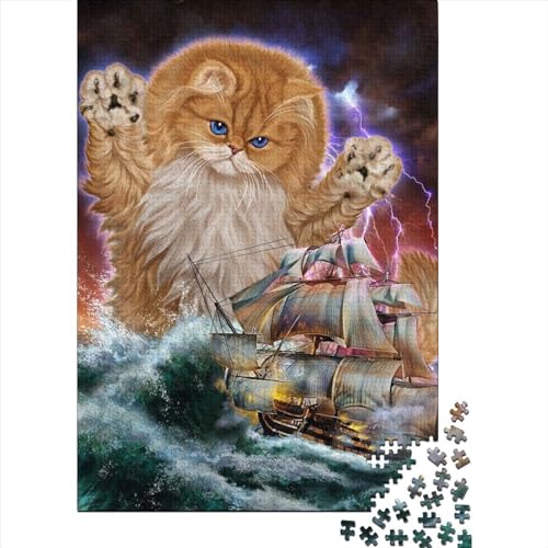 Monster Titan Cat Kraken Puzzles, kreatives rechteckiges großes Familienpuzzlespiel, Kunstwerk für Erwachsene, 300 Teile (40 x 28 cm) von XJmoney