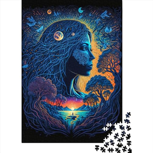 Mother Earth Blacklight54 Rechteckiges Papierpuzzle für Kinder und Erwachsene, ab 18 Jahren, Lernspiele, 38 x 26 cm, 1000 Teile von XJmoney