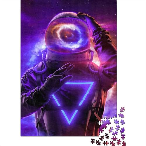 Neon Astronaut Weltraumpuzzle 100% recycelter Karton Puzzle aus 100% recyceltem Karton für Erwachsene und Jugendliche Ostergeschenke 38x26cm/1000 Teile von XJmoney