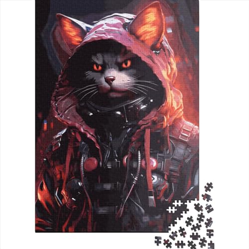 Neon Cat Puzzle Fun Premium Karton-Puzzle für Jungen oder Mädchen Geschenke zum Vatertag 70 x 50 cm / 1000 Teile von XJmoney