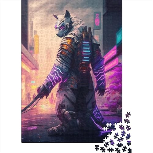 Neon-Krieger-Puzzle für Erwachsene, 500-teiliges Puzzle für Erwachsene, Puzzle aus Holz, kreativ für Erwachsene, anspruchsvolles Spiel, 500 Teile (52 x 38 cm) von XJmoney