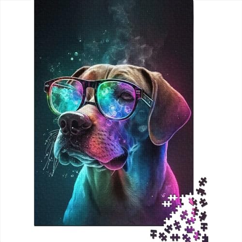 Neonbrille Dog754 Puzzle für Erwachsene, Denkspiel, Puzzlespielzeug für Kinder, 300 Teile (40 x 28 cm) von XJmoney