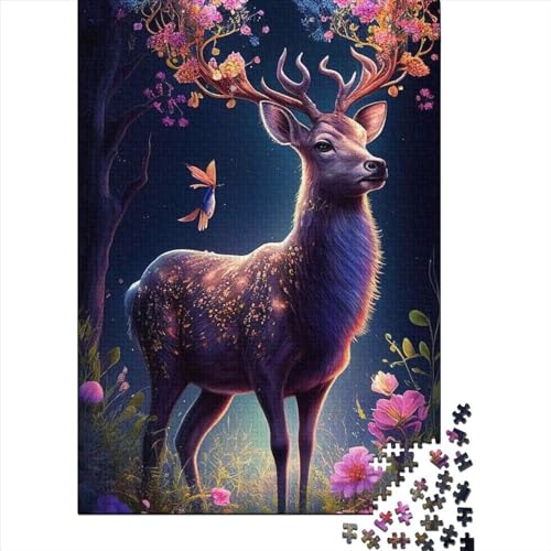 Niedliche Hirschblumen-Puzzles 4 für Erwachsene, Denkspiel, Puzzlespielzeug für Kinder, 500 Teile (52 x 38 cm) von XJmoney