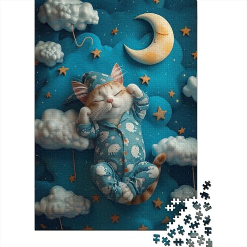 Niedliches schlafendes Katzenpuzzle, für Kinder ab 18 Jahren, Lernspiele, Puzzle aus 100 % recyceltem Karton, für Frauen und Männer, Ostergeschenk, 38 x 26 cm, 1000 Stück von XJmoney