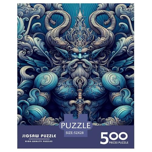 Ocean God Puzzle, 500-teiliges Puzzle für Erwachsene, Puzzles aus Holz, nachhaltiges Puzzle für Erwachsene | Spiele 500 Teile (52 x 38 cm) von XJmoney