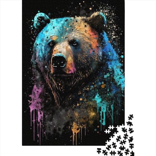 Paintsplash Bär Holzpuzzle für Erwachsene und Kinder zum Stressabbau, 500 Teile (52 x 38 cm) von XJmoney