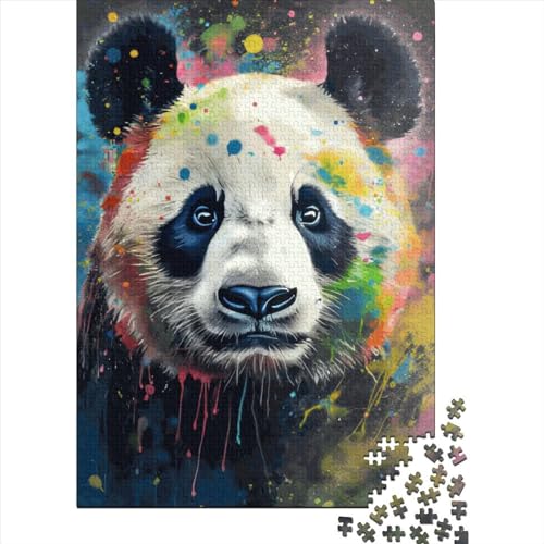 Panda Malen Puzzle, Alter 18 Jahre, Upe Lernspiele, Rechteck Papier Puzzle für Kinder Erwachsene, Weihnachtsgeschenke 38x26cm/1000 Teile von XJmoney