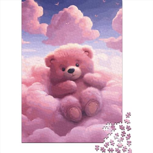 Pink Bear Puzzle 500 Teile für Teenager Geschenke Holzpuzzles für Kinder Lernspiel Herausforderungsspielzeug 500 Teile (52x38cm) Gelegenheitspuzzlespiele Raumdekorationen von XJmoney