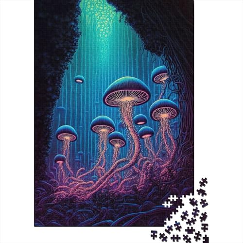 Psychedelic Mushroom Fores1 Puzzle, Holzpuzzle 1000 Teile, geistiges Spielzeug, anspruchsvolles Freizeitpuzzle für Erwachsene und Jugendliche, 1000 Teile (75 x 50 cm) von XJmoney