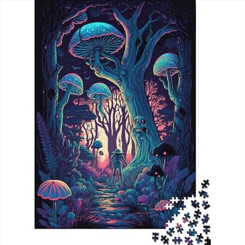 Psychedelic Mushroom Fores3 Puzzle für Erwachsene, Denkspiel, Puzzlespielzeug für Kinder, 300 Teile (40 x 28 cm) von XJmoney