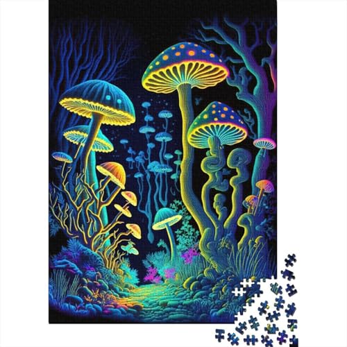 Psychedelisches Pilzwald-Puzzle mit 1000 Teilen für Erwachsene | Großes Puzzle mit hochwertigen und langlebigen Holzblockteilen mit präzisem ineinandergreifendem Design, 1000 Teile (75 x 50 cm) von XJmoney