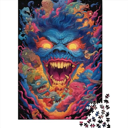 Psychedelisches Puzzle, Kaiju, 100 % recycelter Karton, für Kinder und Erwachsene ab 12 Jahren, Halloween-Geschenke 38 x 26 cm / 1000 Teile von XJmoney