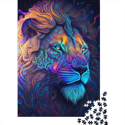 Psychedelisches Puzzle Löwe Alter 18 Jahre Upe Ducational Games Puzzle 100% recycelter Karton für Jungen oder Mädchen Geburtstagsgeschenk 38 x 26 cm/1000 Stück von XJmoney