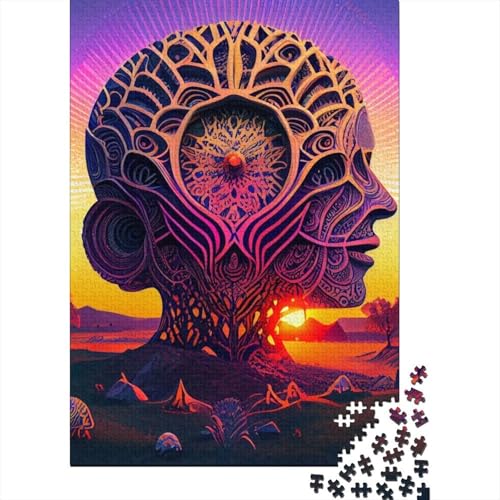 Psychedelisches Puzzle für Erwachsene, 500-teiliges Puzzle für Erwachsene, Puzzle aus Holz, kreativ für Erwachsene, anspruchsvolles Spiel, 500 Teile (52 x 38 cm) von XJmoney