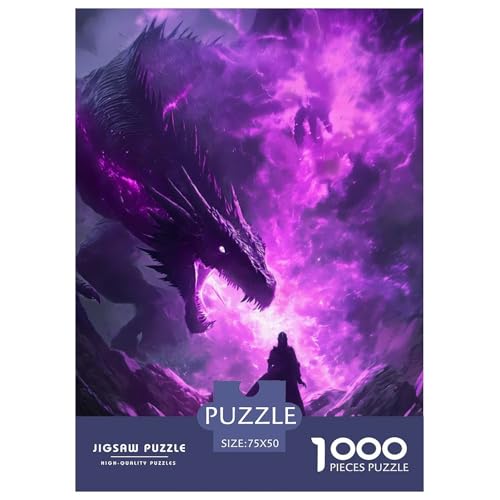 Purple Dragon Puzzle 1000 Teile Puzzle für Erwachsene, Puzzles aus Holz, nachhaltiges Puzzle für Erwachsene | Spiele 1000 Teile (75 x 50 cm) von XJmoney