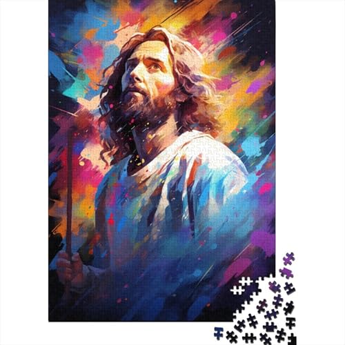 Puzzle, 300 Teile, farbenfrohes Jesus-Kunst-Puzzle für Erwachsene und Holzpuzzle, geeignet für Personen ab 18 Jahren, lustige Puzzlespiele, 300 Teile (40 x 28 cm) von XJmoney