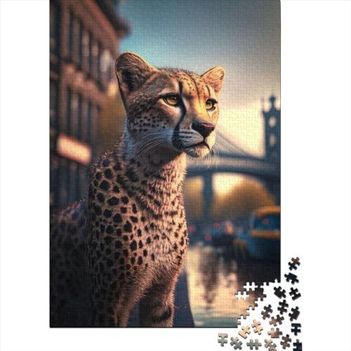 Puzzle „Gepard in Europa“ für Erwachsene und Kinder, Holzpuzzle, Lernspielzeug, 300 Teile (40 x 28 cm) von XJmoney