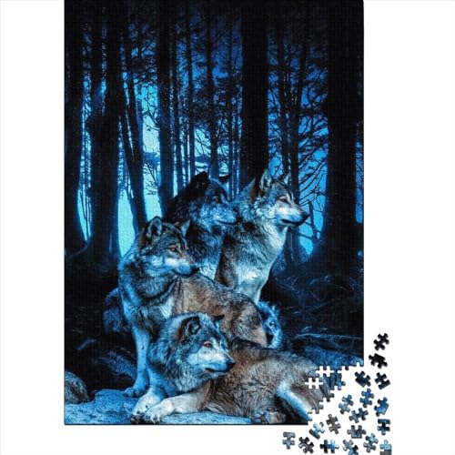 Puzzle „Wölfe im Wald“ für Erwachsene und Kinder, Holzpuzzle, Lernspielzeug, 500 Teile (52 x 38 cm) von XJmoney