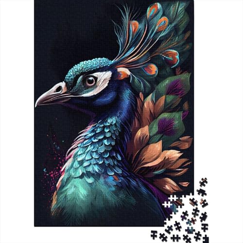 Puzzle 1000 Teile, Pfau, buntes Puzzle, für Erwachsene, Puzzle mit Schwierigkeitsgrad, Lernspielzeug, Spiele, Familiendekoration, 1000 Teile (75 x 50 cm) von XJmoney