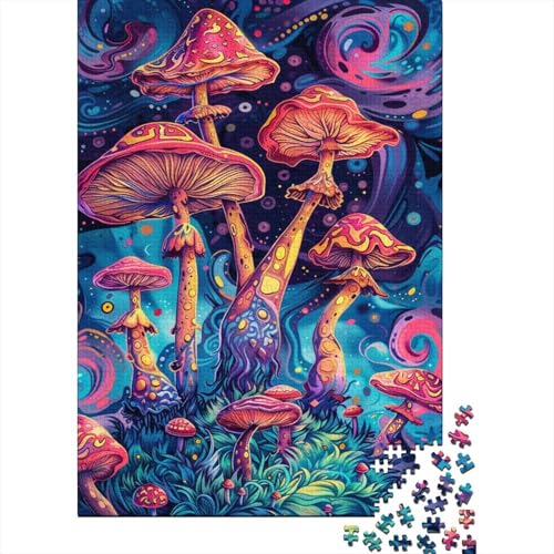 Puzzle 1000 Teile, Psychedelischer Pilzbaum, quadratische Puzzles für Kinder, Holzpuzzles, anspruchsvolles Spiel, Puzzles 1000 Teile (75 x 50 cm) von XJmoney