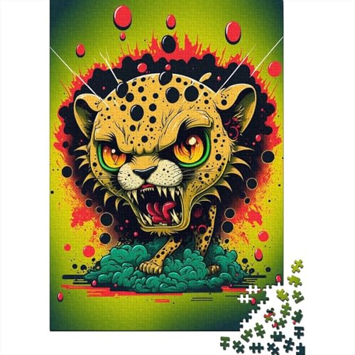 Puzzle 1000 Teile, Raging Leopard, Puzzle für Erwachsene, Schwierigkeitspuzzle, Lernspiele, Spielzeug, Familiendekoration, 1000 Stück (75 x 50 cm) von XJmoney