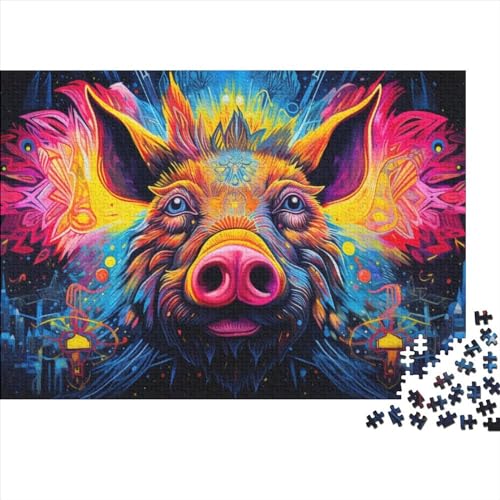 Puzzle 1000 Teile, Tierkunst, Schweine-Puzzle, Puzzle für Erwachsene, Schwierigkeitsgrad: Puzzle, Lernspiele, Spielzeug, Familiendekoration, 1000 Teile (75 x 50 cm) von XJmoney