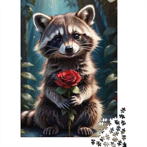 Puzzle 1000 Teile, Tierkunst, Waschbär, Puzzle, Holzpuzzle für Erwachsene und ab 18 Jahren, Denkspiel, 1000 Teile (75 x 50 cm) von XJmoney