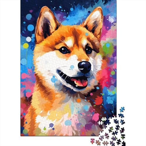 Puzzle 1000 Teile, farbenfrohes Corgi-Kunstpuzzle für Kinder und Holzpuzzle, geeignet für Kinder ab 18 Jahren, lustige Puzzlespiele, 1000 Teile (75 x 50 cm) von XJmoney