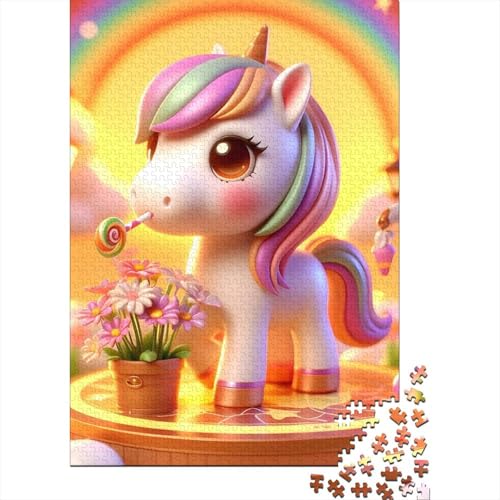 Puzzle 1000 Teile, süßes Einhorn-Puzzle, Holzpuzzle für Erwachsene und ab 18 Jahren, Denkspiel, 1000 Teile (75 x 50 cm) von XJmoney