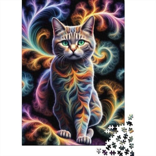 Puzzle 1000 Teile Kunst Tier Katze Puzzle Holzpuzzle für Erwachsene und ab 18 Jahren Denkspiel 1000 Teile (75x50cm) von XJmoney