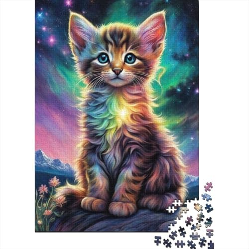 Puzzle 1000 Teile Kunst Tier Katze Puzzle Holzpuzzle für Kinder und ab 18 Jahren Denkspiel 1000 Teile (75x50cm) von XJmoney