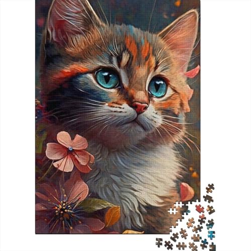 Puzzle 1000 Teile Kunst Tier Katze Puzzle Holzpuzzle für Kinder und ab 18 Jahren Denkspiel 1000 Teile (75x50cm) von XJmoney