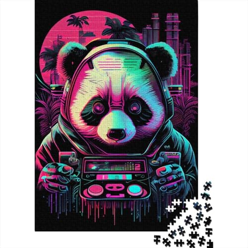 Puzzle 1000 Teile Neon Panda Puzzle für Jungen und Mädchen Puzzle Lernspiel Spielzeug Familiendekoration 1000 Teile (75x50cm) von XJmoney