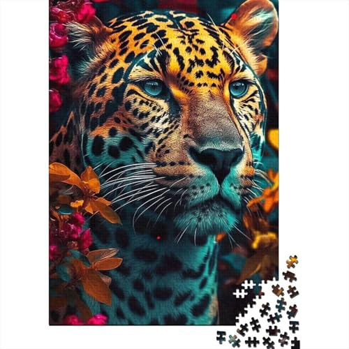 Puzzle 1000 Teile Orange Nahaufnahme Jaguar Puzzle für Erwachsene Schwierigkeitsgrad Puzzle Lernspielzeug Spiele Familiendekoration 1000 Stück (75x50cm) von XJmoney