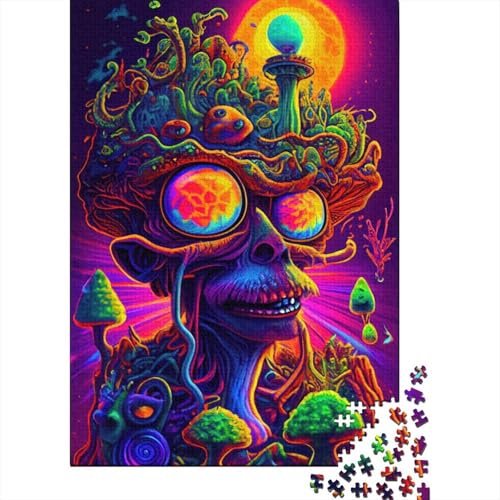 Puzzle 1000 Teile Trippy Mushrooms 3 Puzzle für Erwachsene, Schwierigkeitspuzzle, Lernspiele, Spielzeug, Familiendekoration, 1000 Teile (75 x 50 cm) von XJmoney