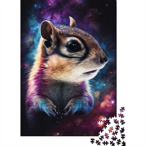 Puzzle 1000 Teile für Kinder, Galaxie-Tier-Streifenhörnchen-Puzzle für Kinder, Holzpuzzle, tolles Geschenk für Freunde und Familie, 1000 Teile (75 x 50 cm) von XJmoney