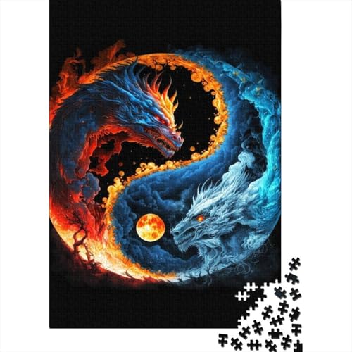 Puzzle 1000 Teile für Kinder, Yin und Yang, quadratisches Puzzle für Kinder und Holzpuzzle, pädagogisches Spaßspiel, Spielzeug, 1000 Stück (75 x 50 cm) von XJmoney