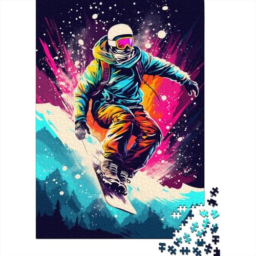 Puzzle 300 Teile, farbenfrohes Kunst-Skifahren, Holzbrett-Puzzle für Kinder, Weihnachts-Puzzle-Geschenke, 300 Teile (40 x 28 cm) von XJmoney