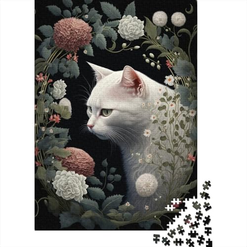 Puzzle 300 Teile Art Weiße Katze Puzzles Holzpuzzles für Erwachsene und ab 18 Jahren Denkspiel 300 Teile (40x28cm) von XJmoney