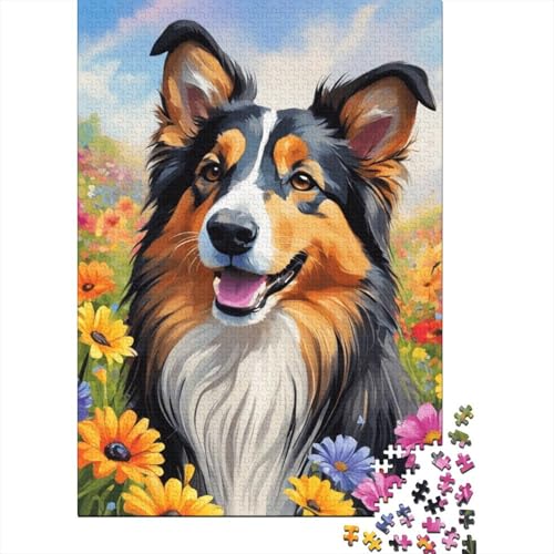 Puzzle 300 Teile Kunst Blumen Hunde Puzzles Holzpuzzles für Kinder und ab 18 Jahren Denkspiel 300 Teile (40x28cm) von XJmoney