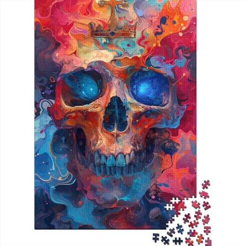 Puzzle 300 Teile Psychedelischer Totenkopf Quadratische Puzzles für Kinder, Holzpuzzles Herausforderndes Spiel Puzzles 300 Teile (40x28cm) von XJmoney