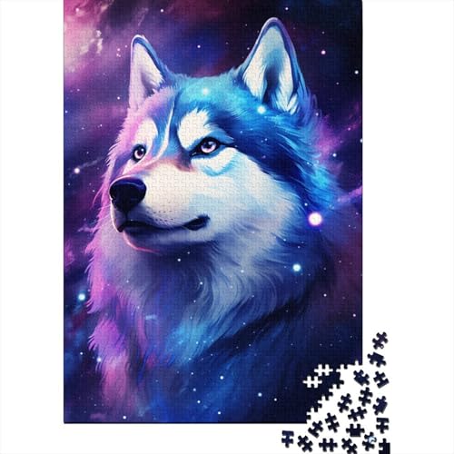 Puzzle 300 Teile für Erwachsene, Art Galaxy Husky, Holzbrettpuzzle für Kinder, Familiendekoration, 300 Stück (40 x 28 cm) von XJmoney