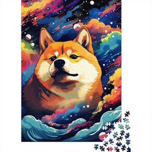 Puzzle 300 Teile für Kinder, farbenfrohes Corgi-Kunstpuzzle für Kinder, Holzbrettpuzzle, Familienspaß, Puzzle 300 Teile (40 x 28 cm) von XJmoney