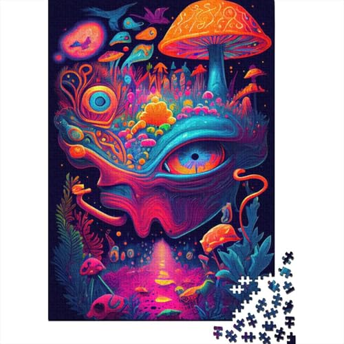 Puzzle 500 Teile „Trippy Mushrooms“ für Erwachsene, Schwierigkeitsgrad: Puzzle, Lernspielzeug, Spiele, Familiendekoration, 500 Stück (52 x 38 cm) von XJmoney